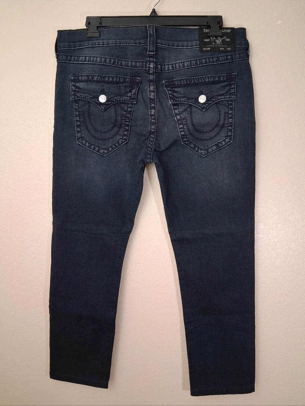 True Religion Geno Relaxed Slim Straight Leg Jeans Faded Denim Men's 38